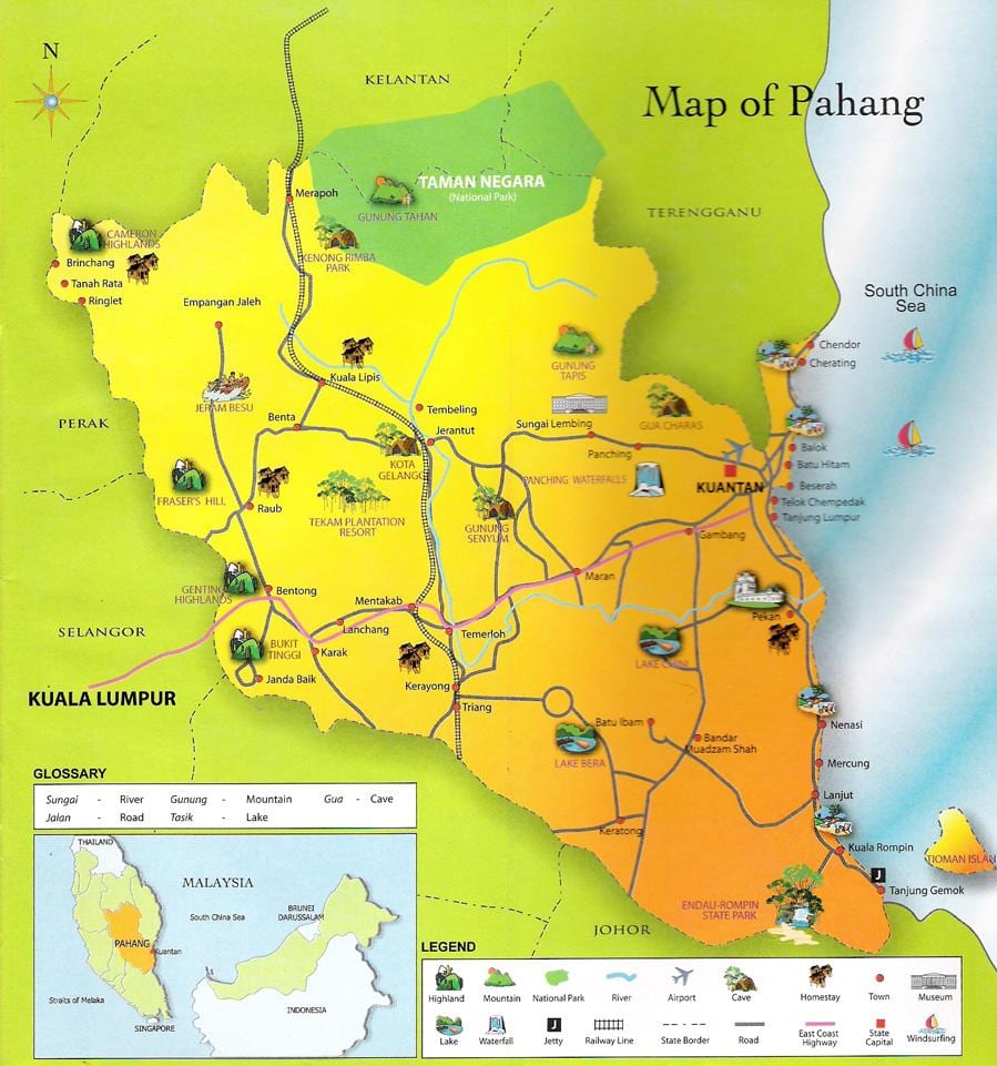 ನಕ್ಷೆ pahang ರಾಜ್ಯ ಮಲೇಷ್ಯಾ